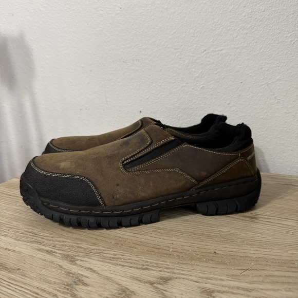Skechers‎ Hartan Brown Suede Slip On Steel Toe Safety Shoes Mens Size 14 77066 - Picture 1 of 13